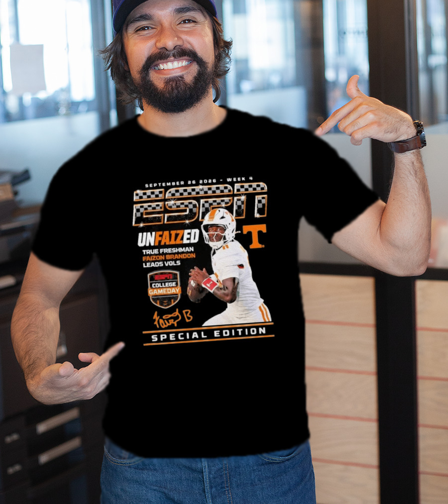 September 26 2026 Week 4 Unfaized True Freshman Faizon Brandon Leads Vols ESPN College Gameday Special Edition T-Shirt