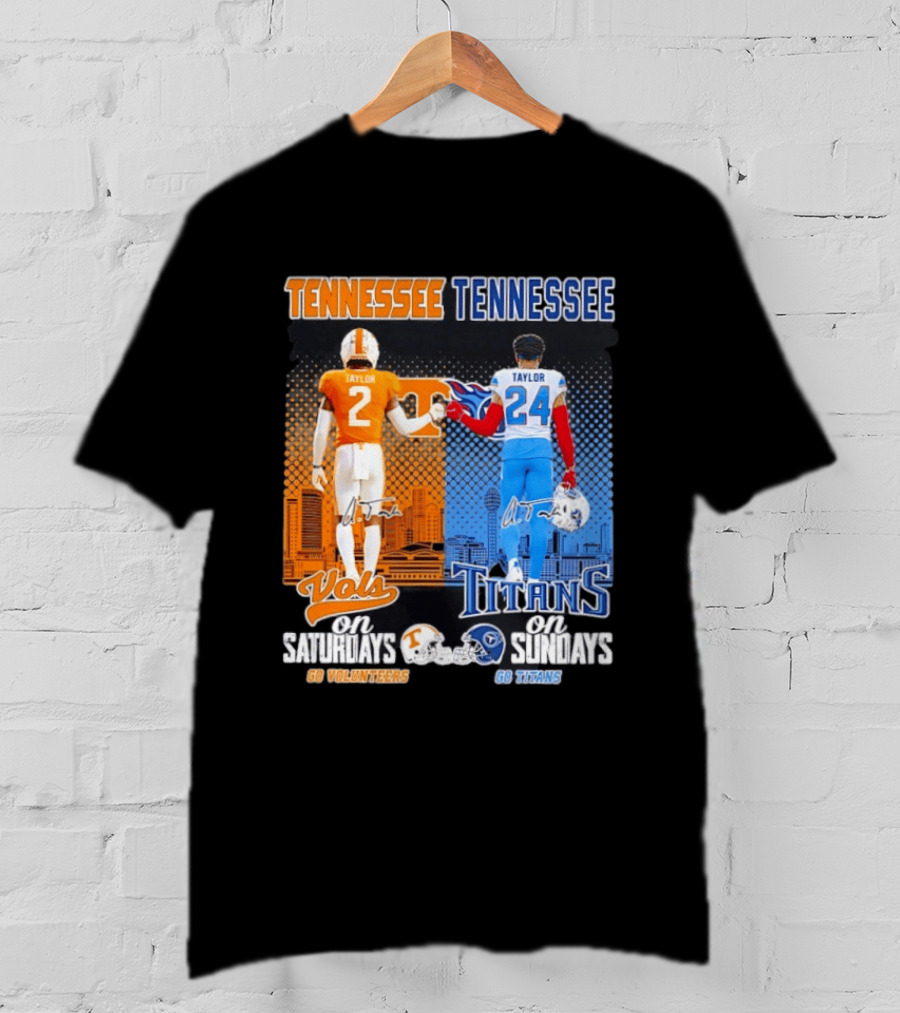 Tennessee Volunteers On Saturdays Go Volunteers Tennessee Titans On Sundays Go Titans T-Shirt