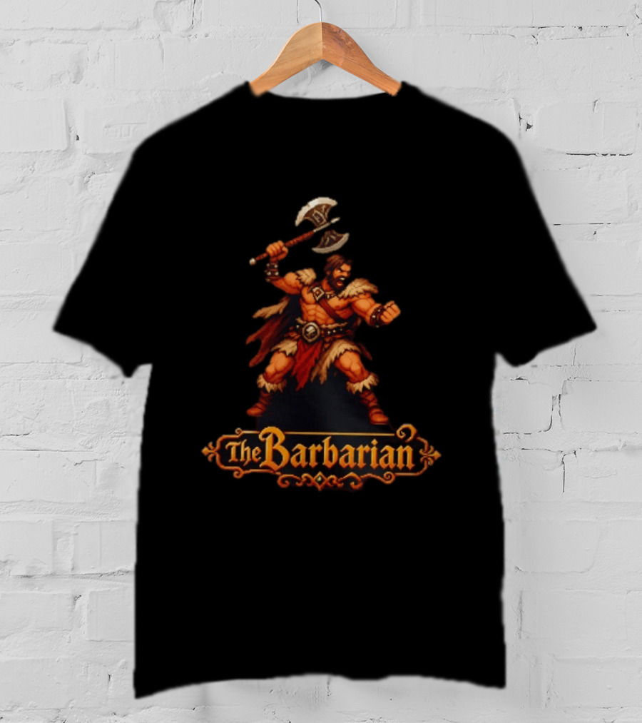 The Barbarian 16 Bit Game Cartoon Axe Warrior T-Shirt