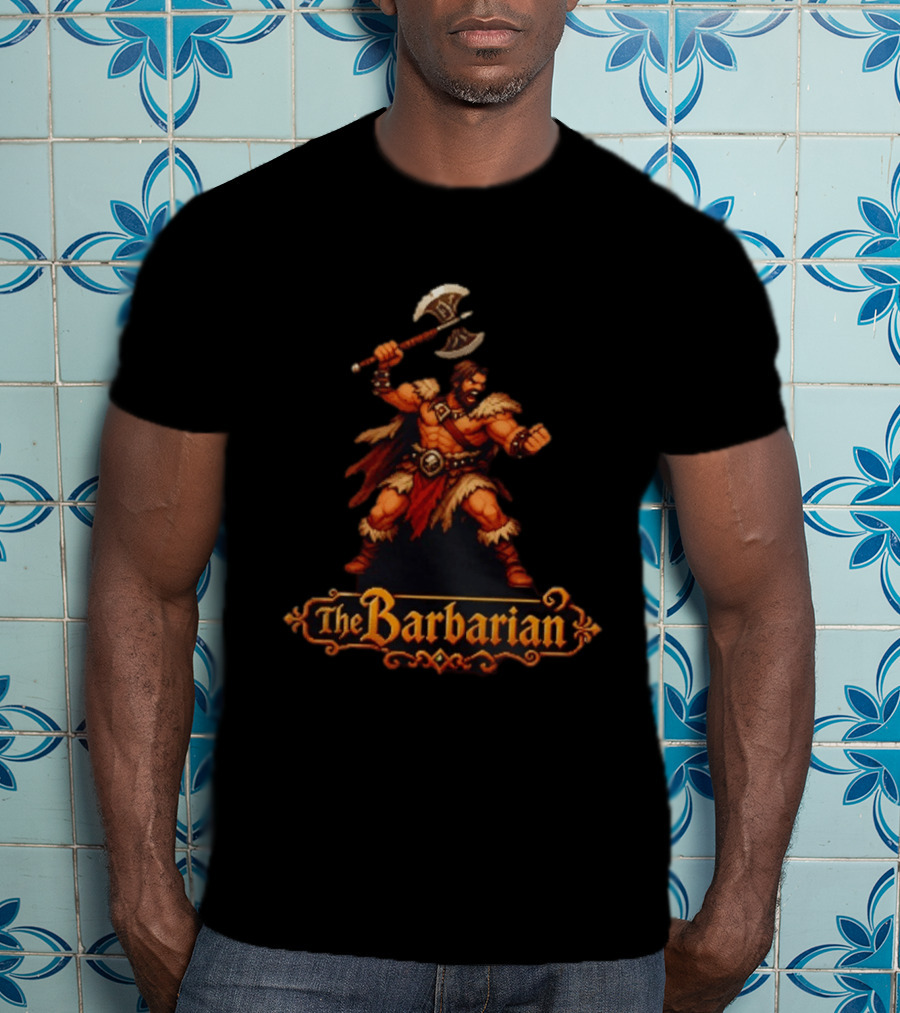 The Barbarian 16 Bit Game Cartoon Axe Warrior T-Shirt