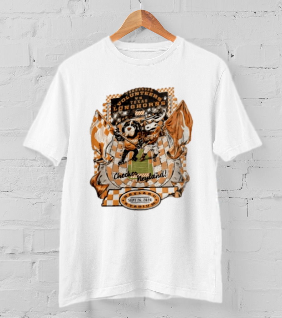 Tennessee Volunteers Vs Texas Longhorns Neyland Stadium Checker Neyland Sept 26 2026 T-Shirt