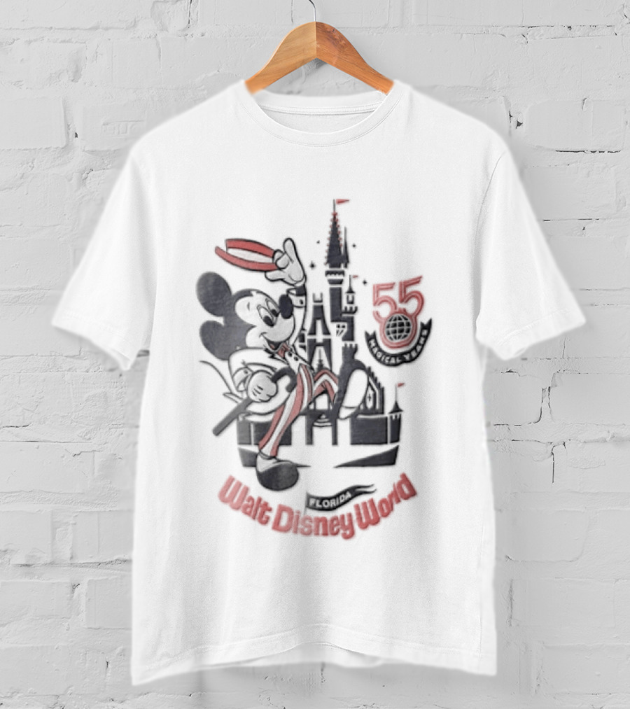 Walt Disney World Mickey Mouse 55 Magical Years Tipping Hat Castle T-Shirt