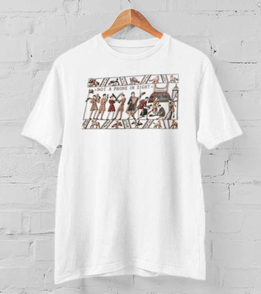 Bayeux Tapestry Not A Phone In Sight Medieval Gathering Scene T-Shirt