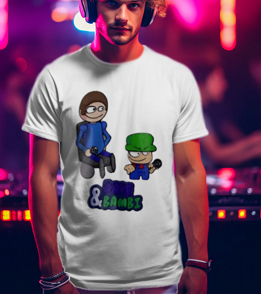 Dave And Bambi Characters Holding Microphones Cartoon T-Shirt