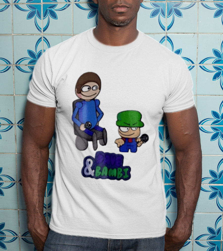 Dave And Bambi Characters Holding Microphones Cartoon T-Shirt