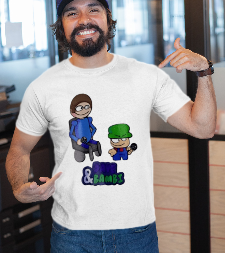 Dave And Bambi Characters Holding Microphones Cartoon T-Shirt