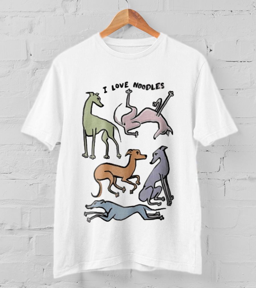 I Love Noodles Five Colorful Greyhound Dogs T-Shirt