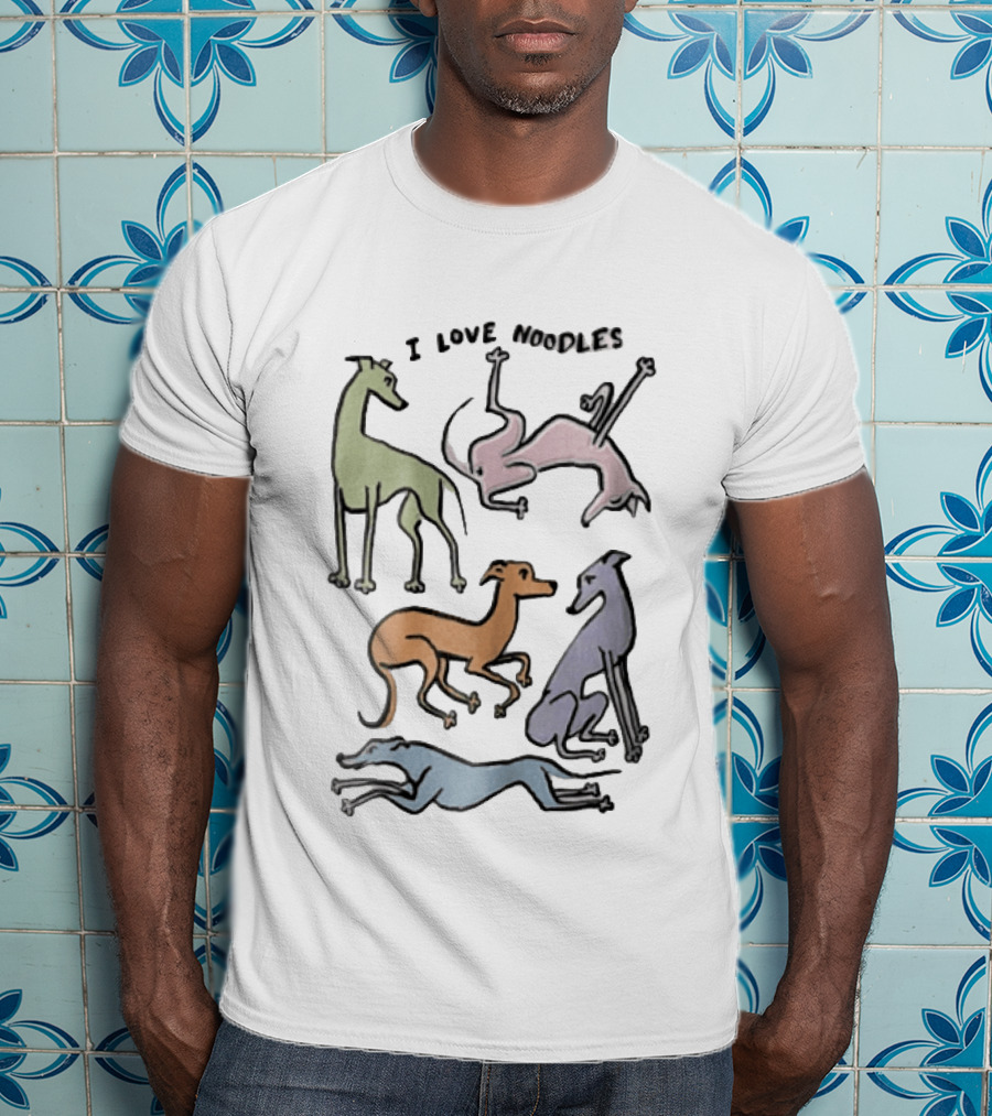 I Love Noodles Five Colorful Greyhound Dogs T-Shirt