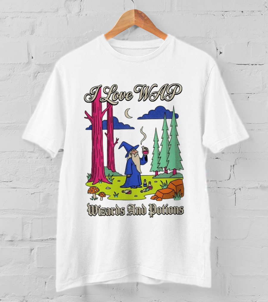 I Love WAP Wizards And Potions Vintage Wizard Forest Scene T-Shirt