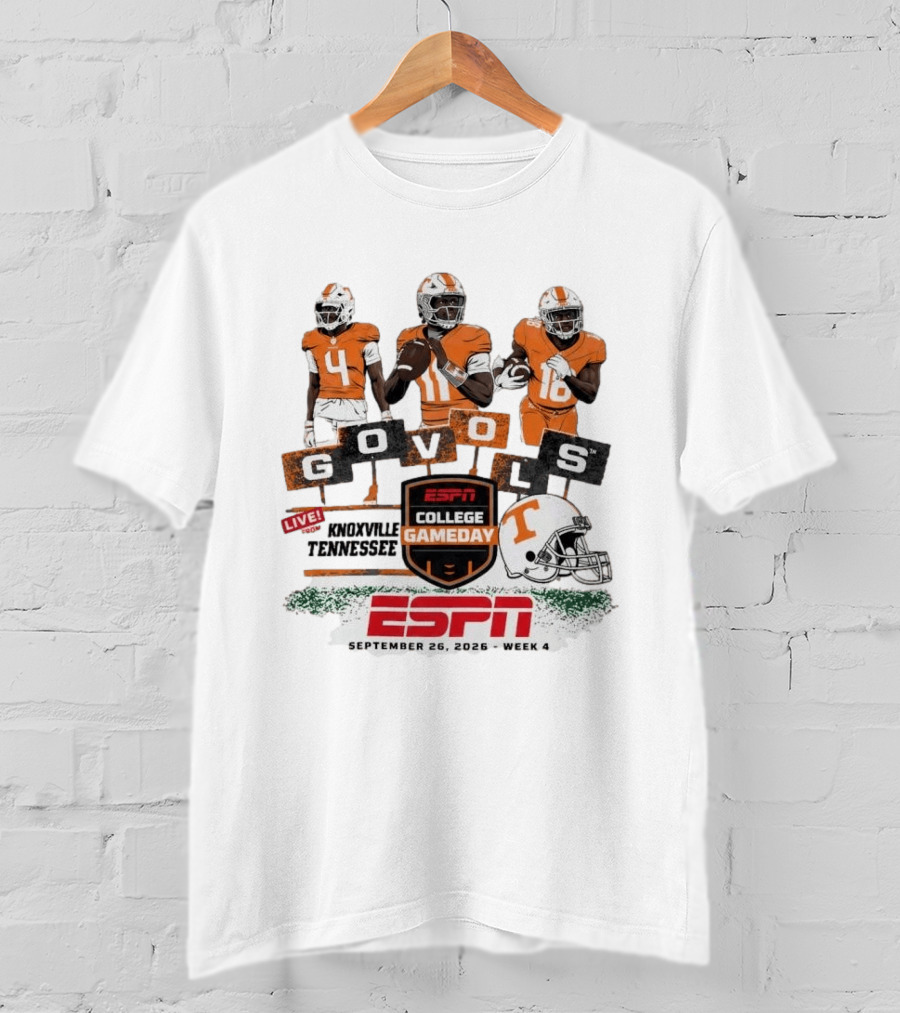 Gameday Knoxville Tennessee Go Vols ESPN College Football September 26 2026 Week 4 T-Shirt