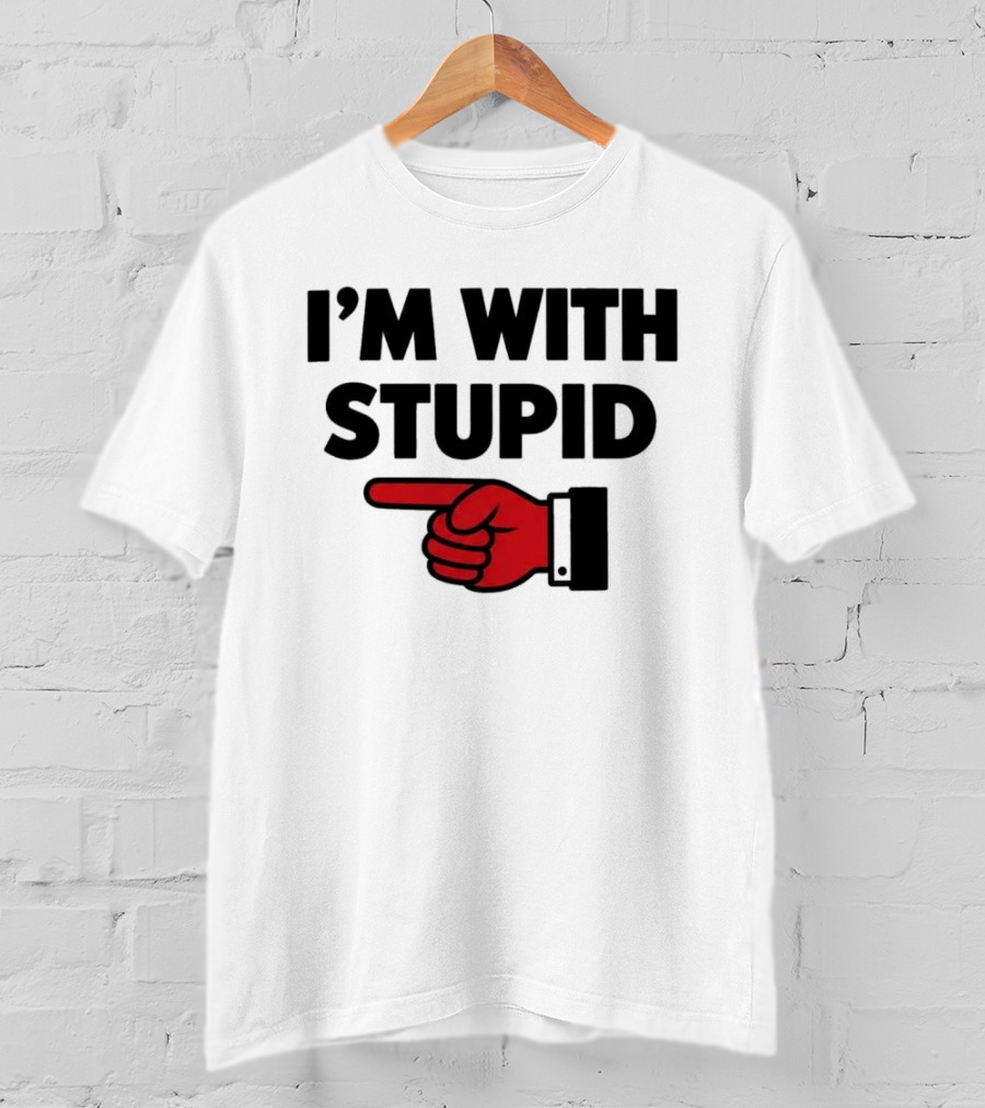 I'm With Stupid Red Foam Finger Gesture T-Shirt