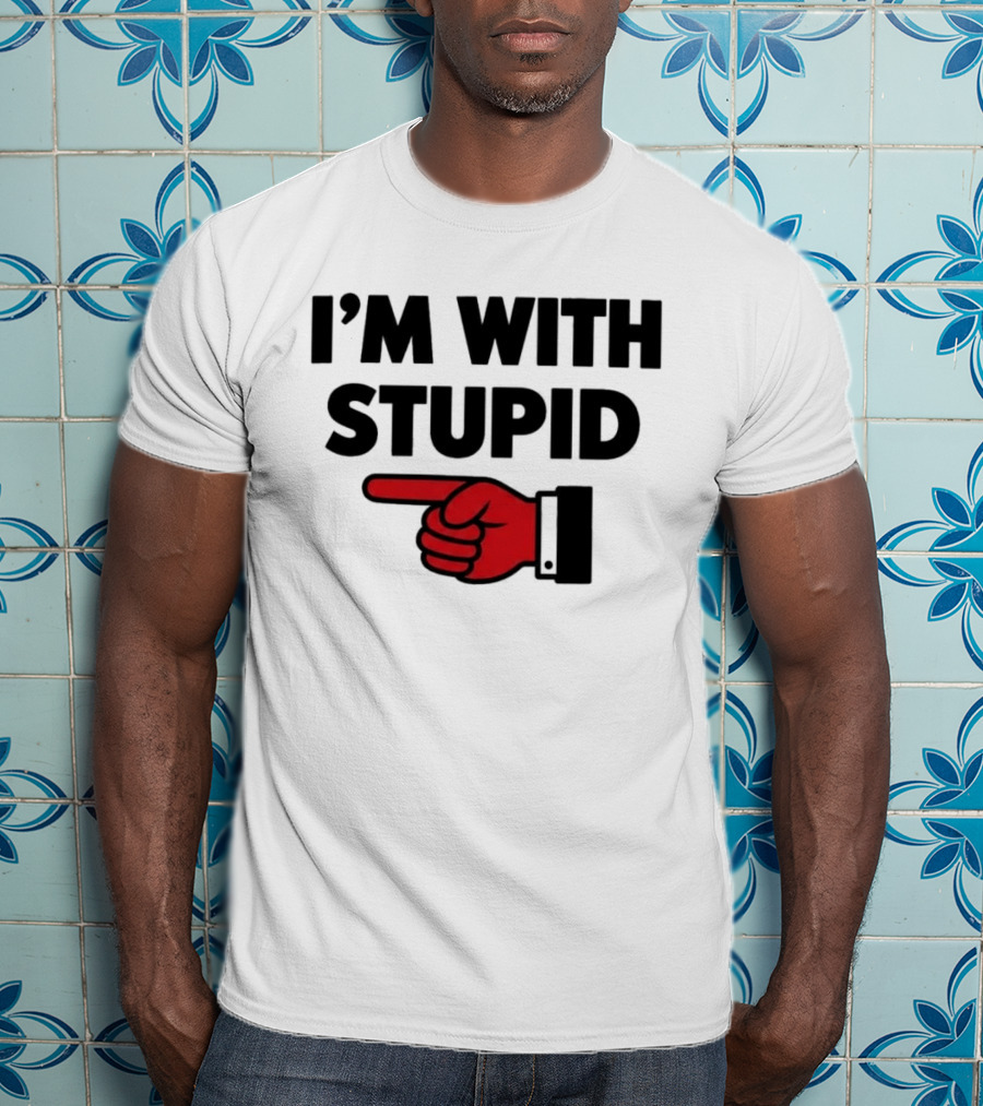 I'm With Stupid Red Foam Finger Gesture T-Shirt