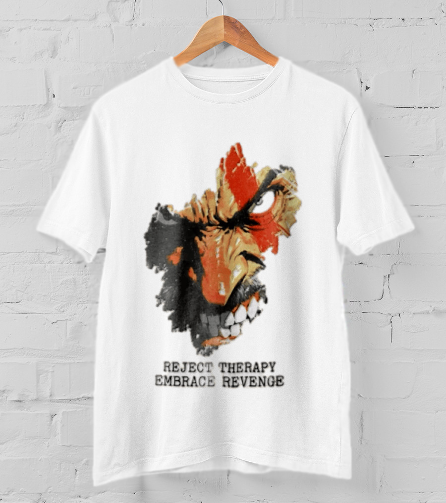 Reject Therapy Embrace Revenge Kratos Angry Bearded Man Red Tattoo God Of War T-Shirt