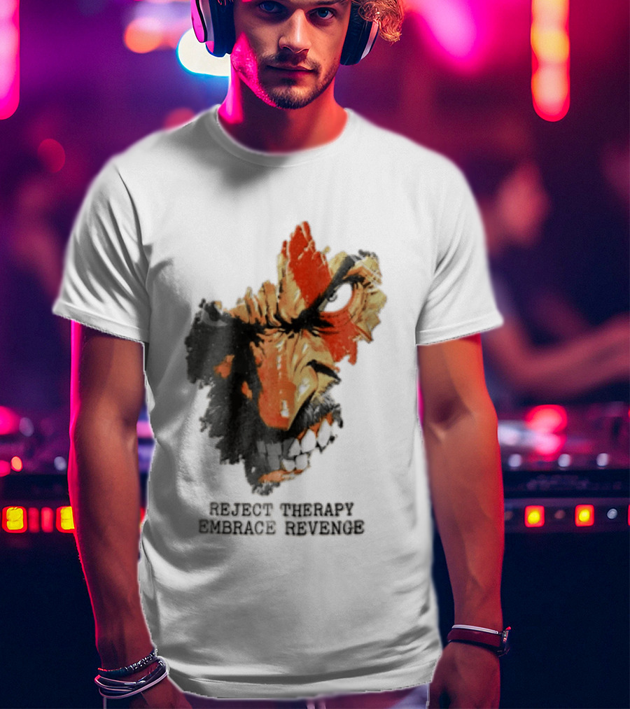 Reject Therapy Embrace Revenge Kratos Angry Bearded Man Red Tattoo God Of War T-Shirt