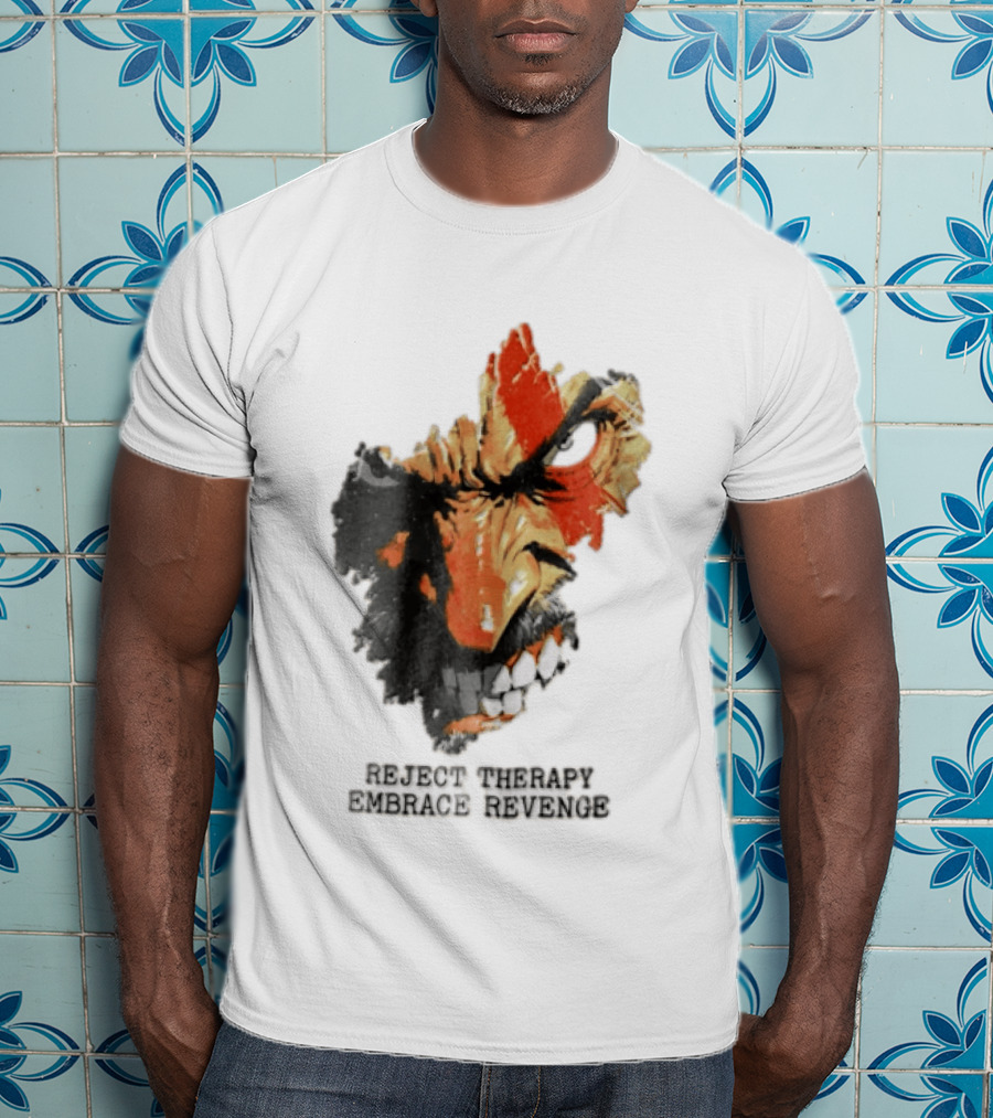 Reject Therapy Embrace Revenge Kratos Angry Bearded Man Red Tattoo God Of War T-Shirt