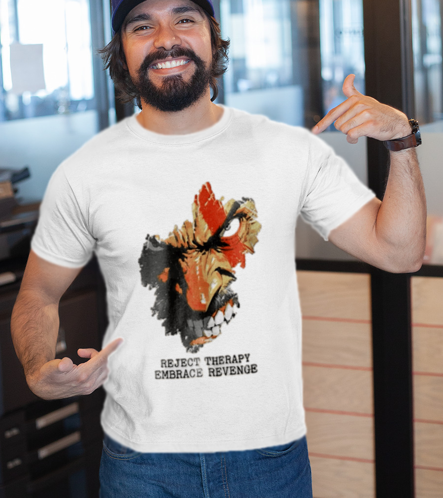 Reject Therapy Embrace Revenge Kratos Angry Bearded Man Red Tattoo God Of War T-Shirt