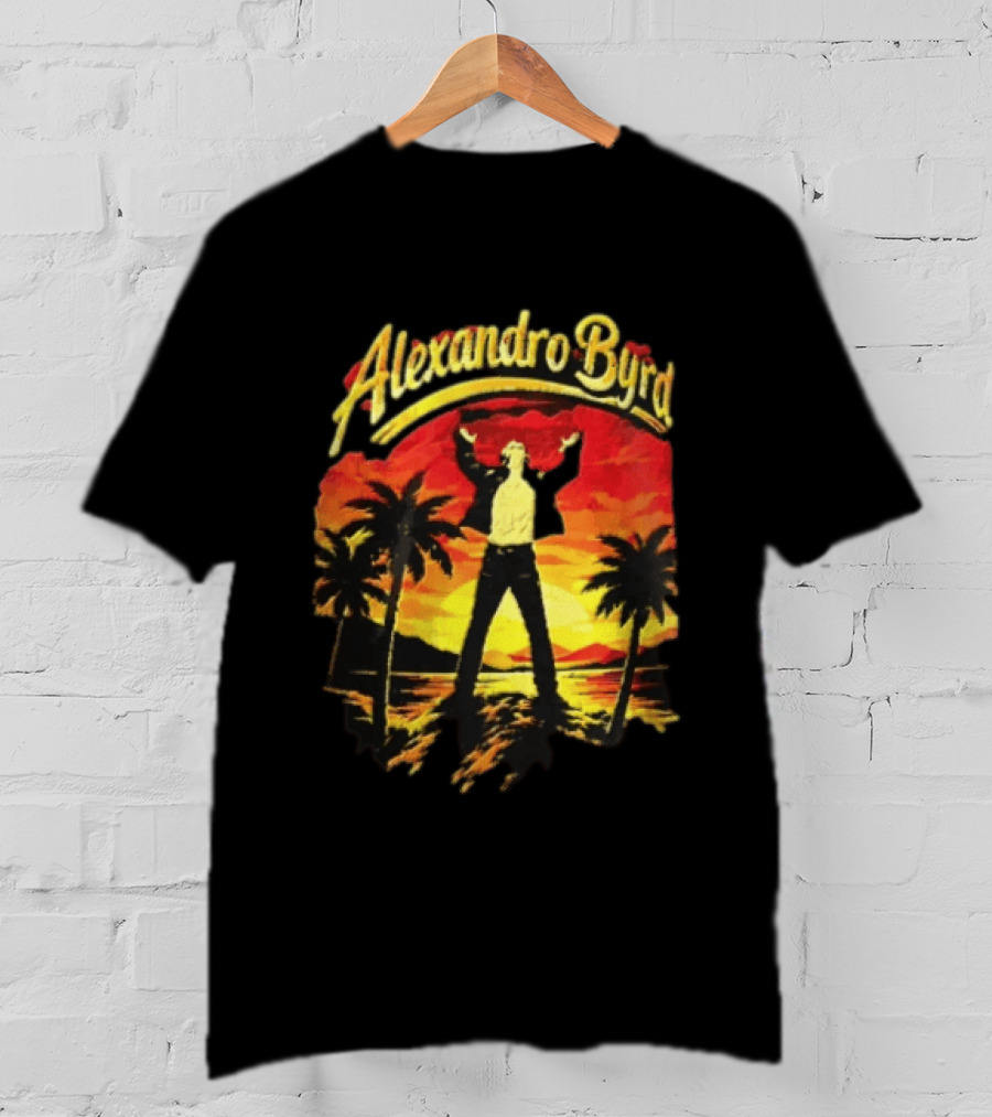Alexandro Byrd Tropical Sunset Palm Trees Arms Raised T-Shirt