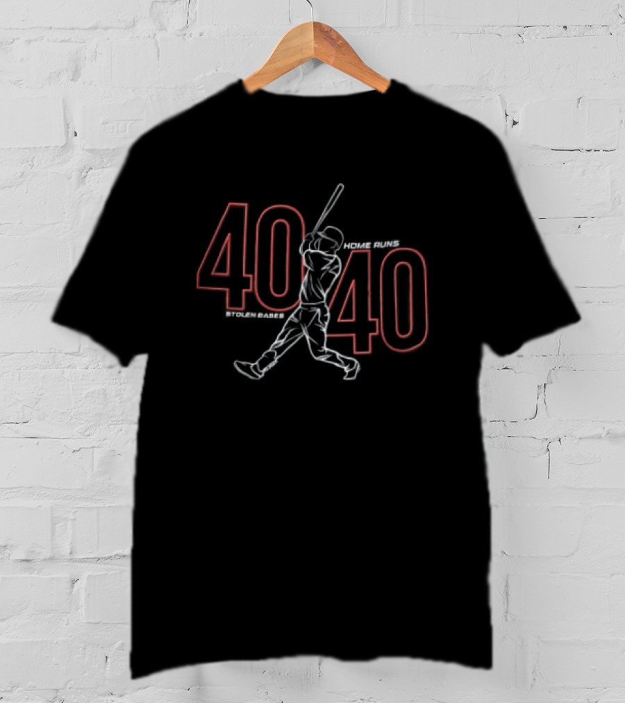 40 40 Home Runs Stolen Bases Baseball Player Swinging Bat T-Shirt