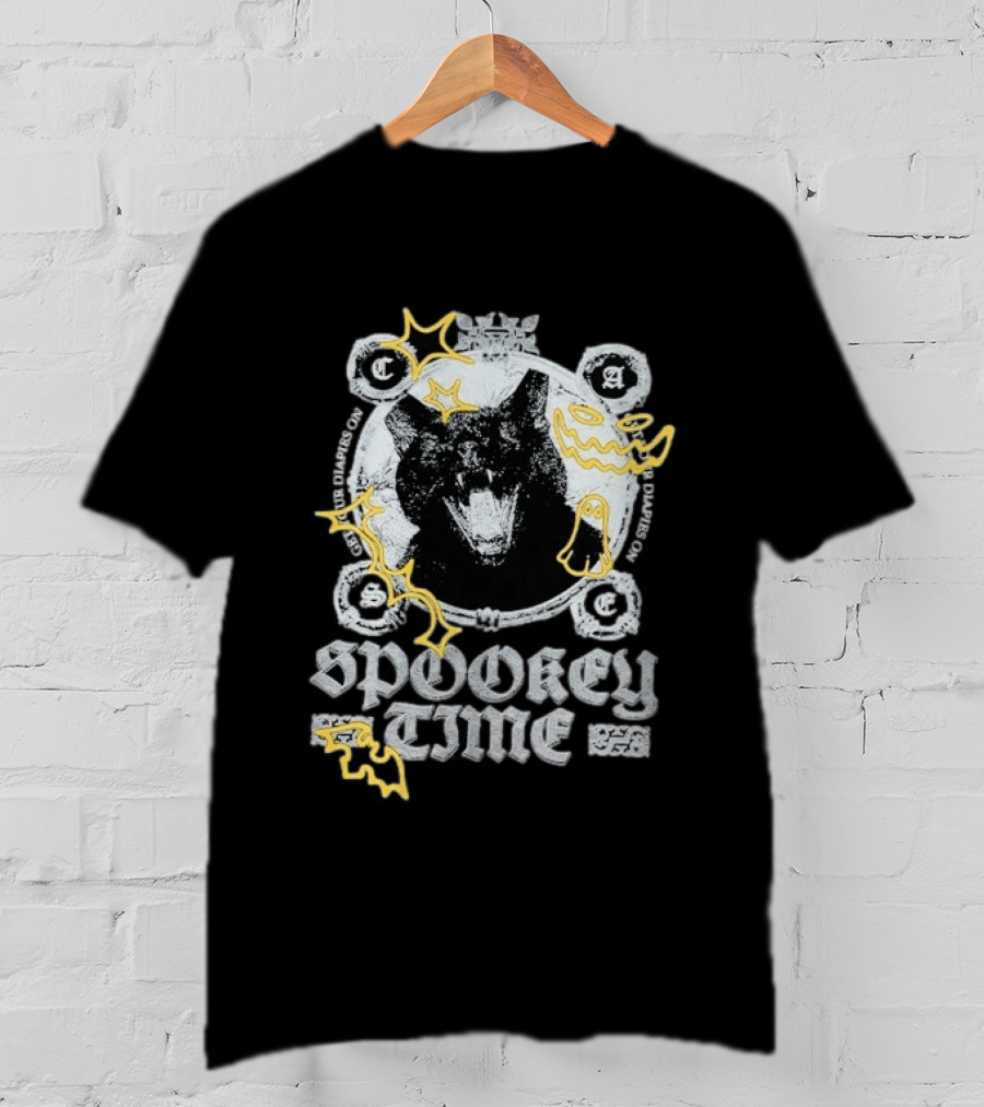 CaseOh's Spooky Time Diapies On Cat Ghost Pumpkin Bat T-Shirt