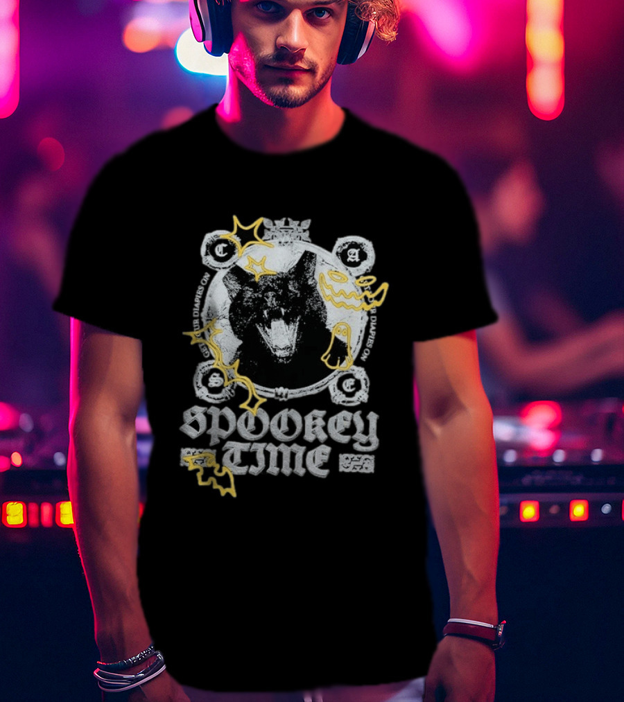 CaseOh's Spooky Time Diapies On Cat Ghost Pumpkin Bat T-Shirt