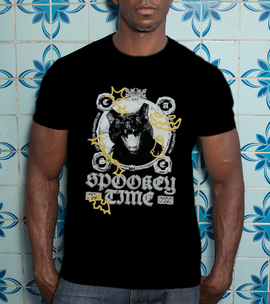 CaseOh's Spooky Time Diapies On Cat Ghost Pumpkin Bat T-Shirt