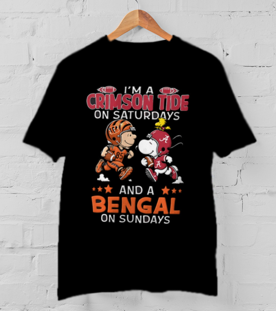 I Am A Crimson Tide On Saturdays And A Bengal On Sundays Football Rivalry Fan Spirit T-Shirt