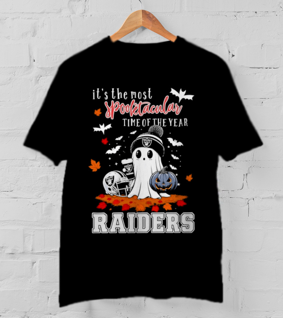 It's The Most Spooktacular Time Of The Year Raiders Halloween Ghost Pumpkin T-Shirt