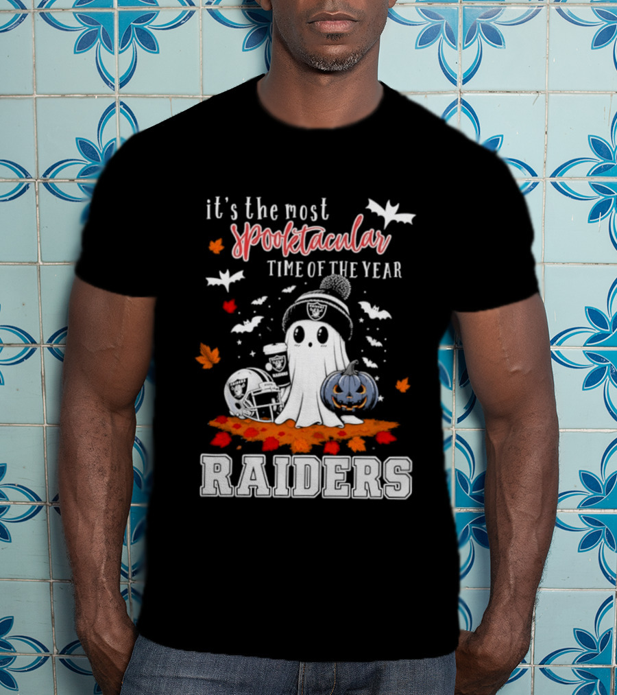 It's The Most Spooktacular Time Of The Year Raiders Halloween Ghost Pumpkin T-Shirt