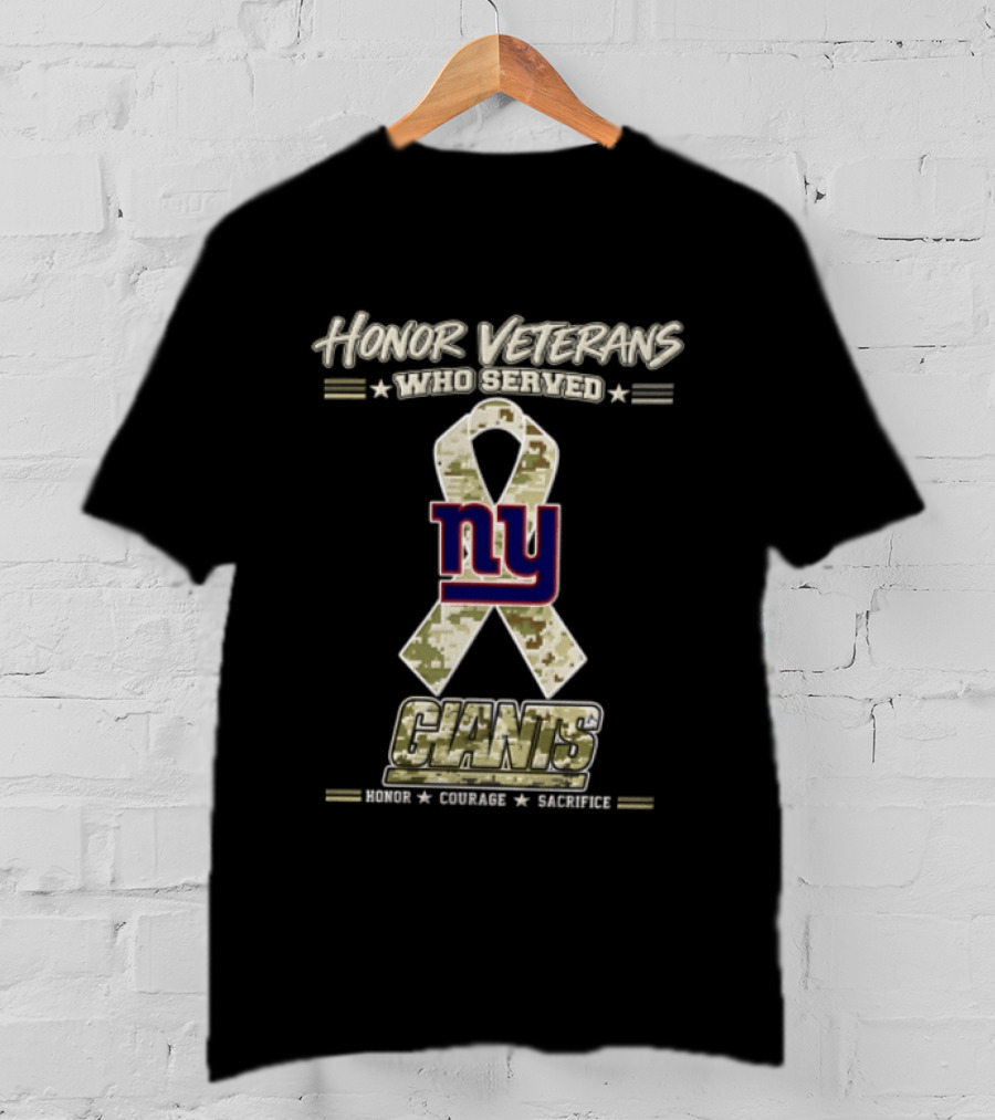 New York Giants Honor Veterans Who Served Salute Camouflage Ribbon NFL T-Shirt