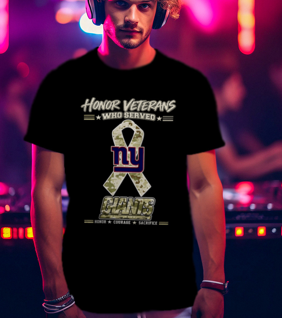 New York Giants Honor Veterans Who Served Salute Camouflage Ribbon NFL T-Shirt