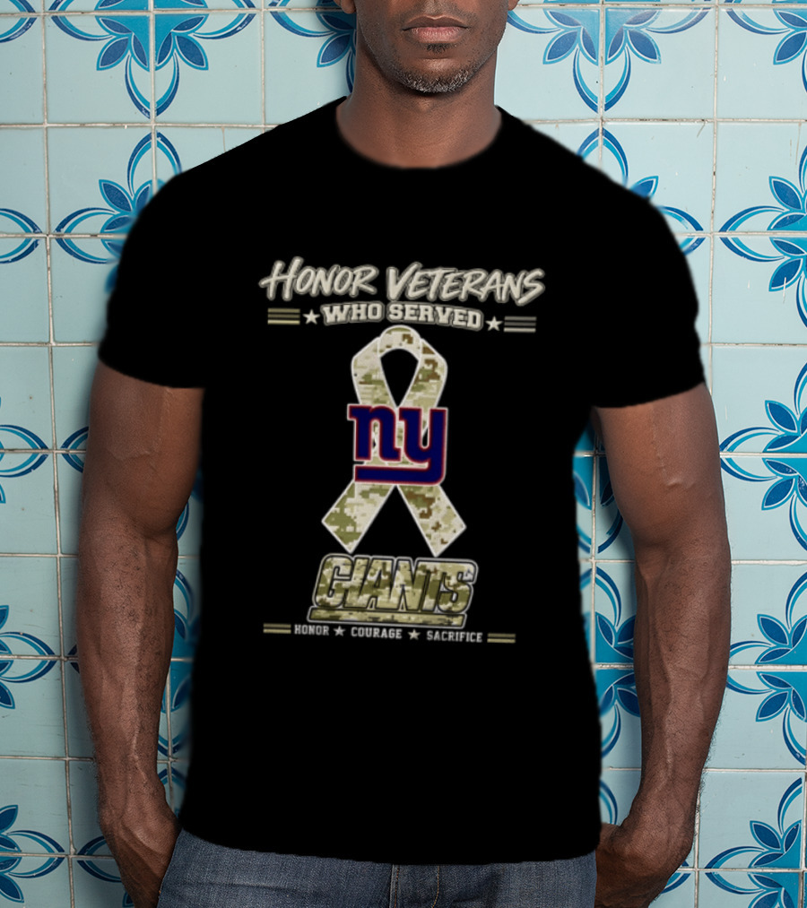 New York Giants Honor Veterans Who Served Salute Camouflage Ribbon NFL T-Shirt