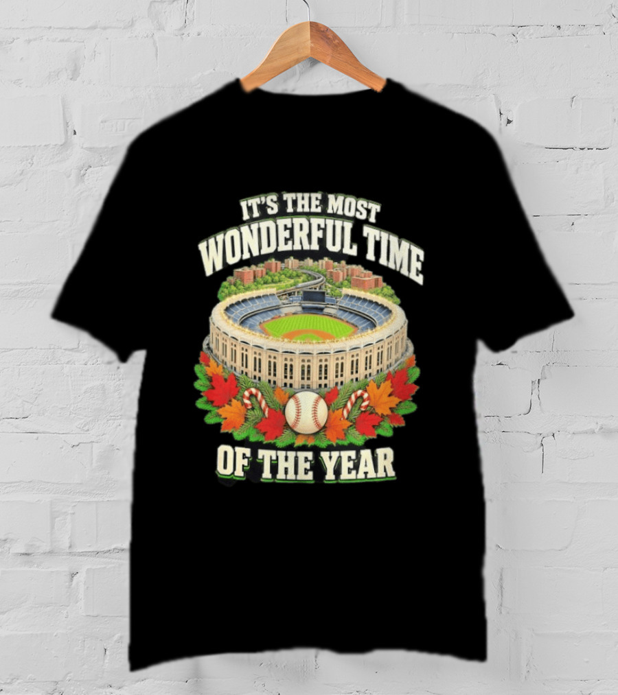 It's The Most Wonderful Time New York Yankee Stadium Baseball Holiday Season T-Shirt
