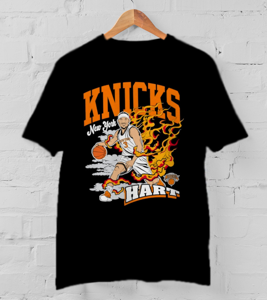 New York Knicks Josh Hart No 3 Basketball Fire T-Shirt
