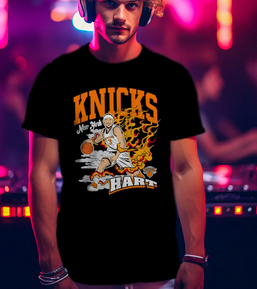 New York Knicks Josh Hart No 3 Basketball Fire T-Shirt