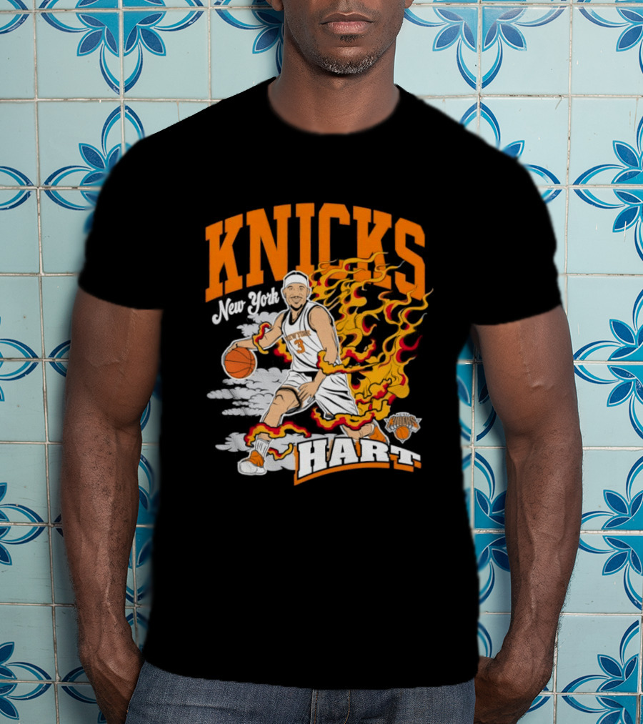 New York Knicks Josh Hart No 3 Basketball Fire T-Shirt