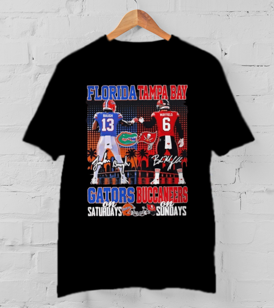 Florida Tampa Bay Gators Buccaneers Saturdays Sundays Baugh Mayfield Skyline T-Shirt