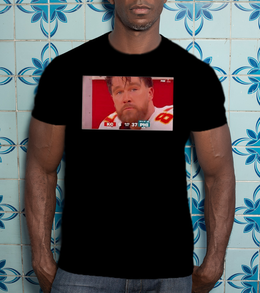 Kelce's Face Disappointment KC 6 PHI 37 NFL Football Game Loss T-Shirt