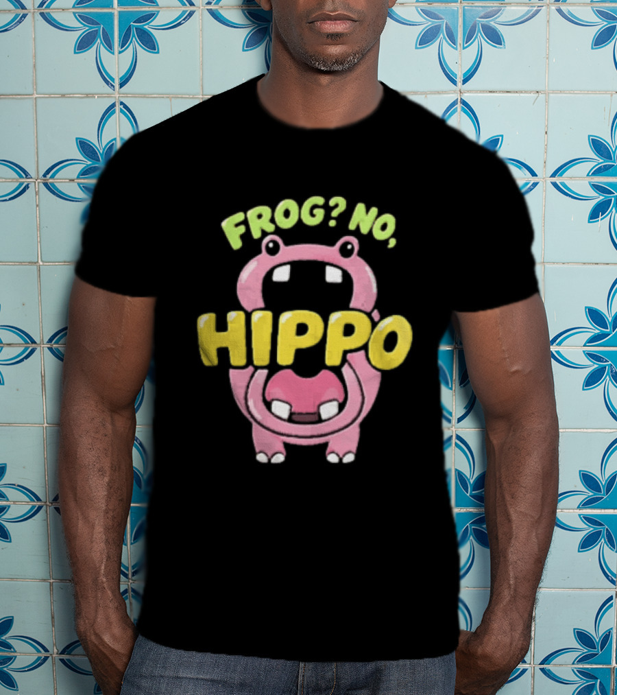 Frog No Hippo Pink Character Cartoon Playful T-Shirt