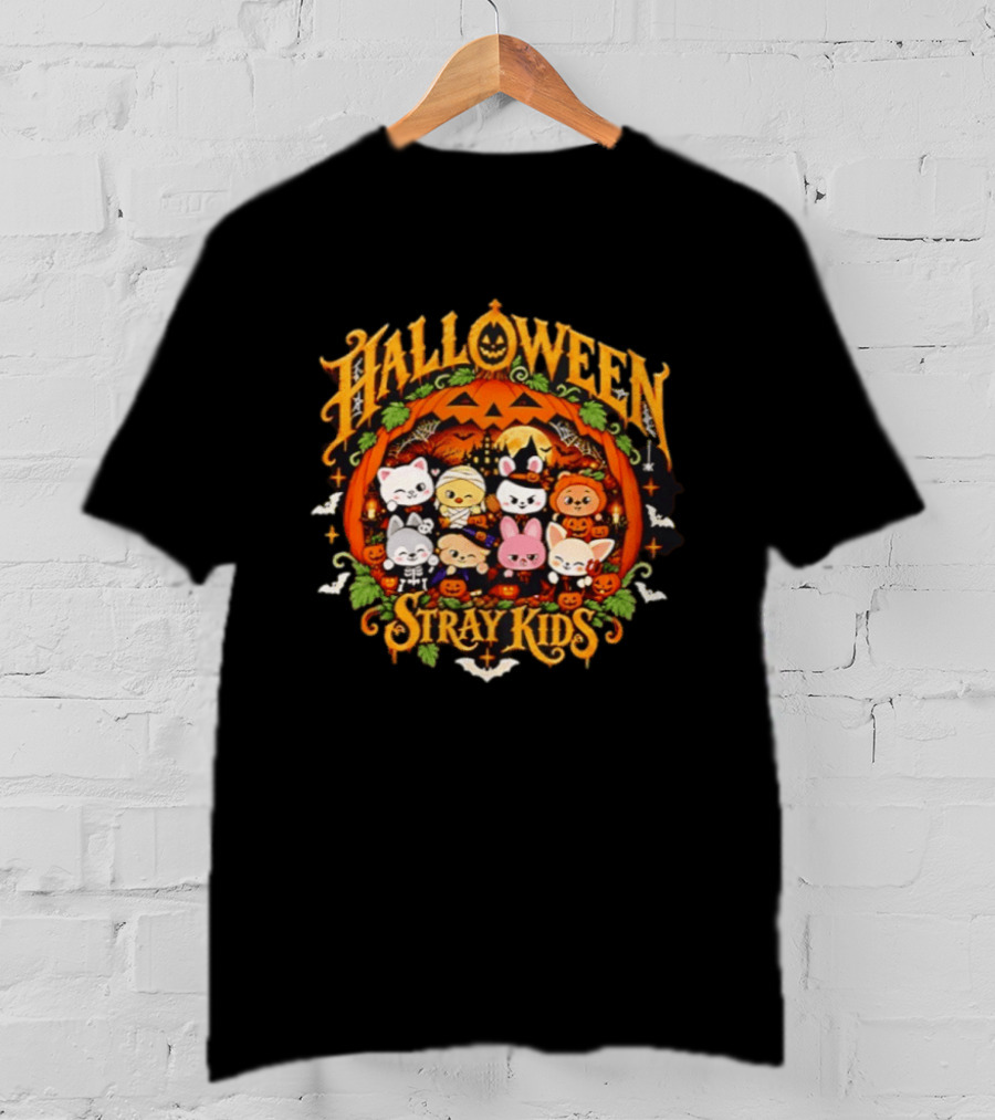 Stray Kids Skzoo Halloween Cartoon Characters Pumpkin Decoration T-Shirt