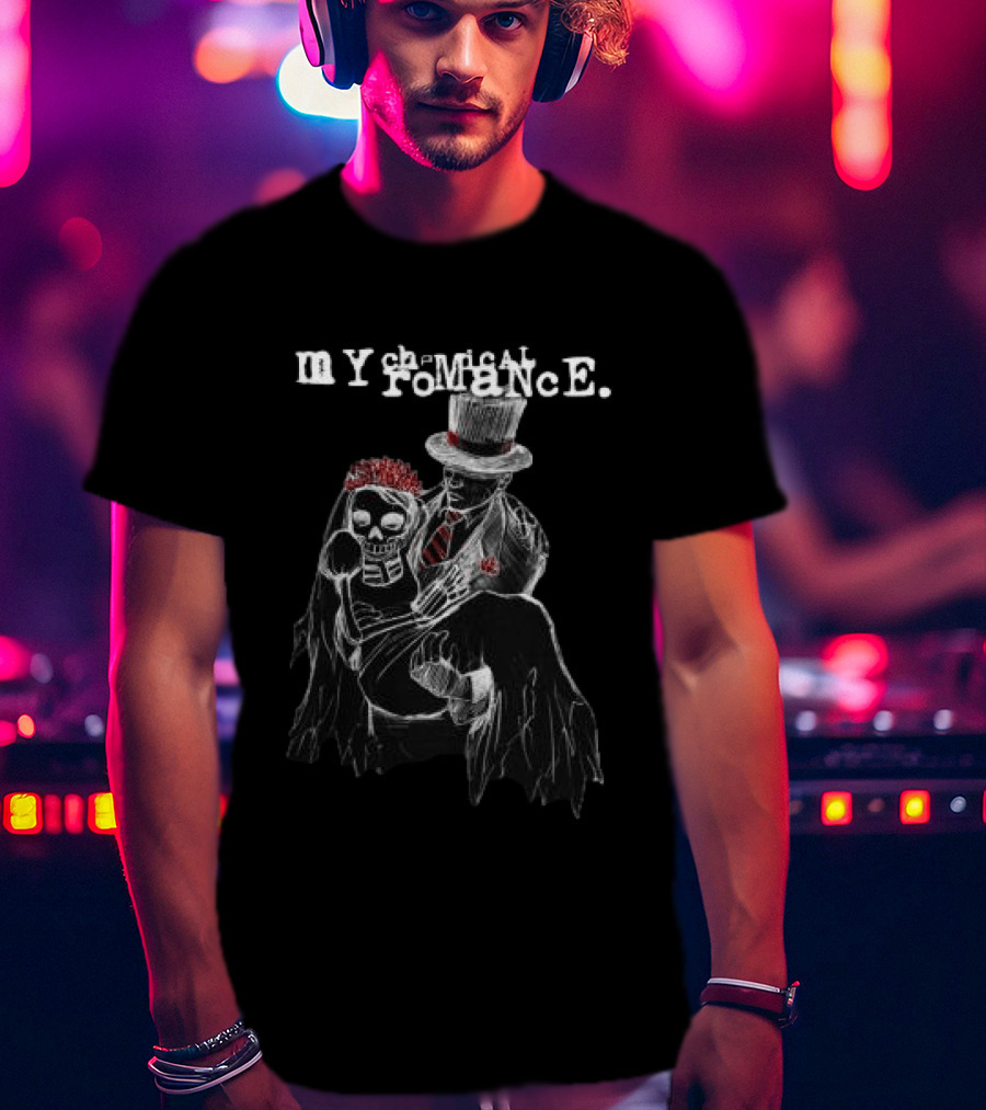 My Chemical Romance Dark Wedding Skeleton And Groom With Top Hat T-Shirt