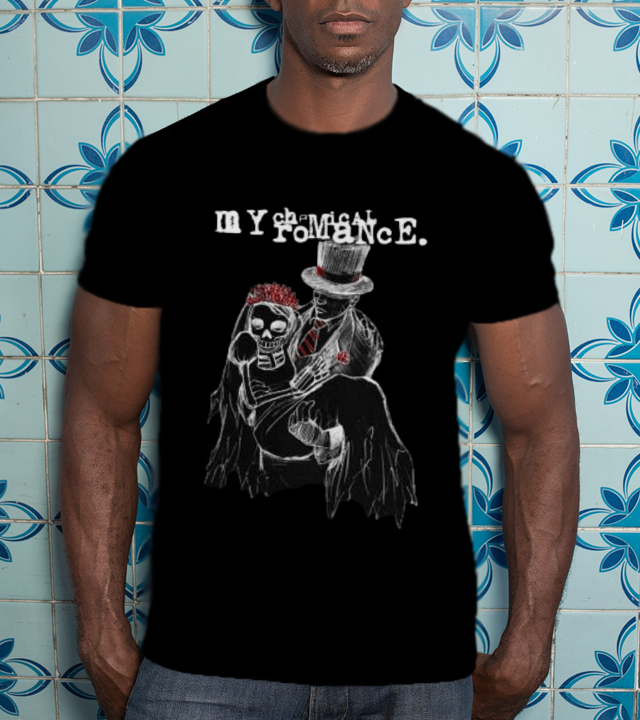 My Chemical Romance Dark Wedding Skeleton And Groom With Top Hat T-Shirt