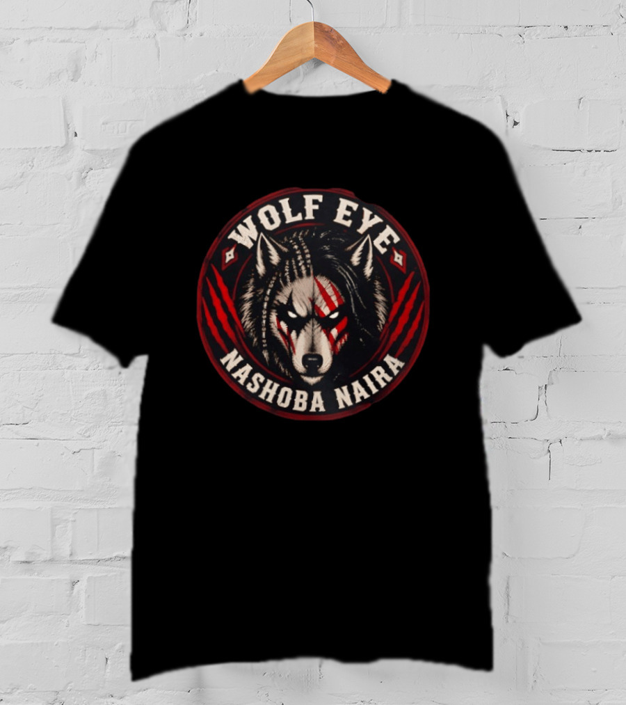 Wolf Eye Nashoba Naira Fierce Tribal Wolf Head With Red Claw Marks T-Shirt
