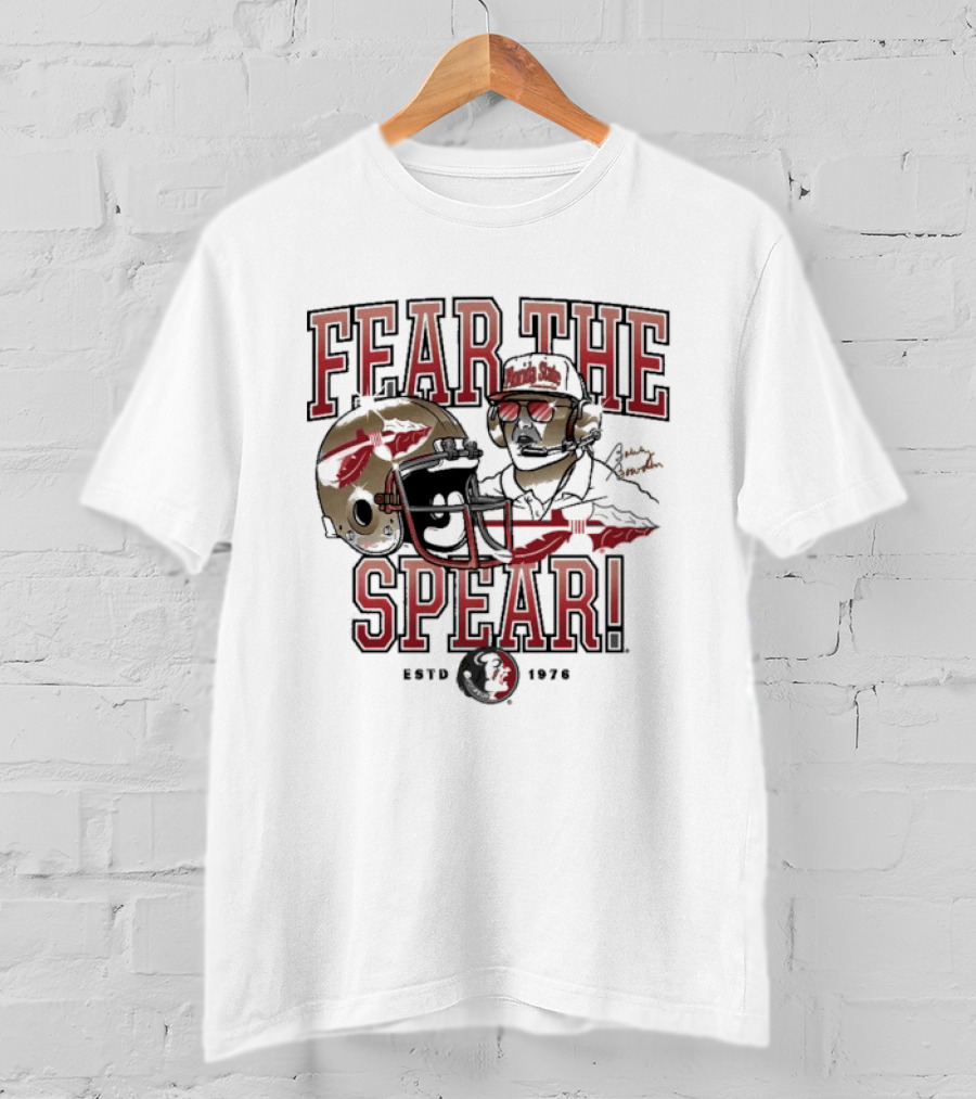 Fear The Spear Bobby Bowden Florida State Seminoles Est 1976 T-Shirt