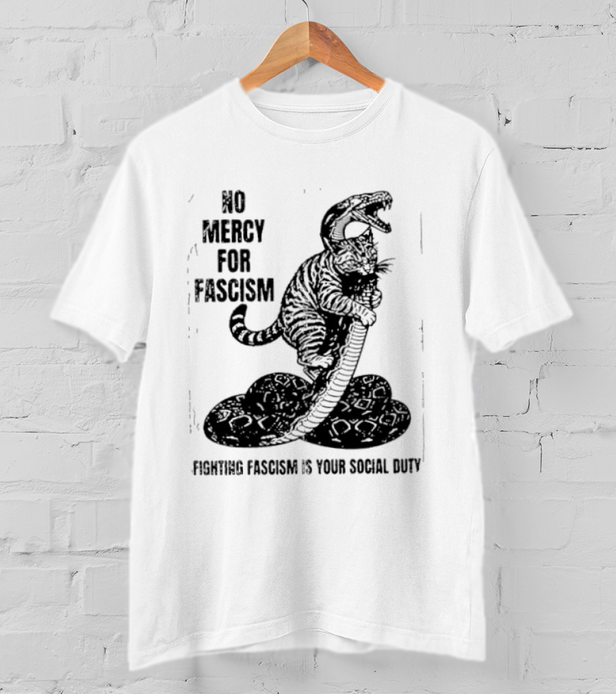No Mercy For Fascism Dinosaur Snake Fighting Fascism Is Your Social Duty T-Shirt