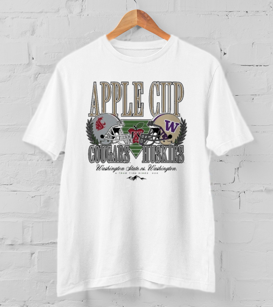 Apple Cup Cougars Vs. Huskies Washington State Rivalry Helmets T-Shirt