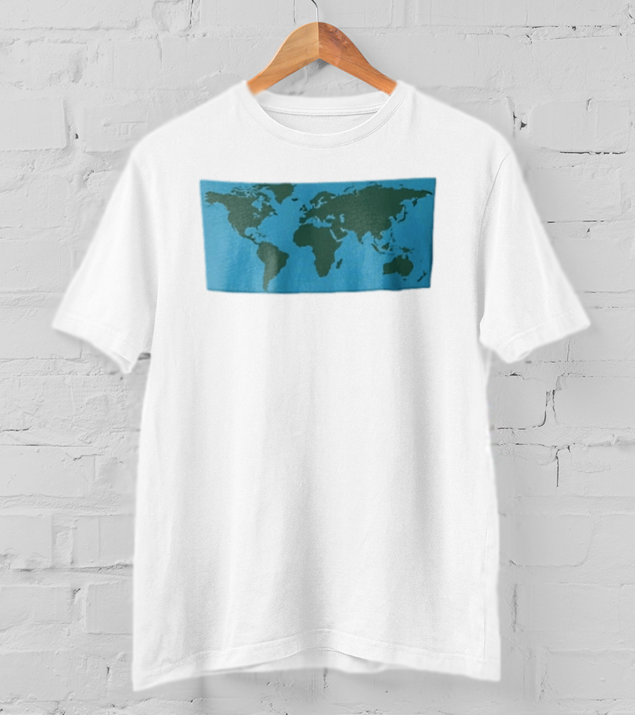World Map Continents Green And Blue Ocean T-Shirt