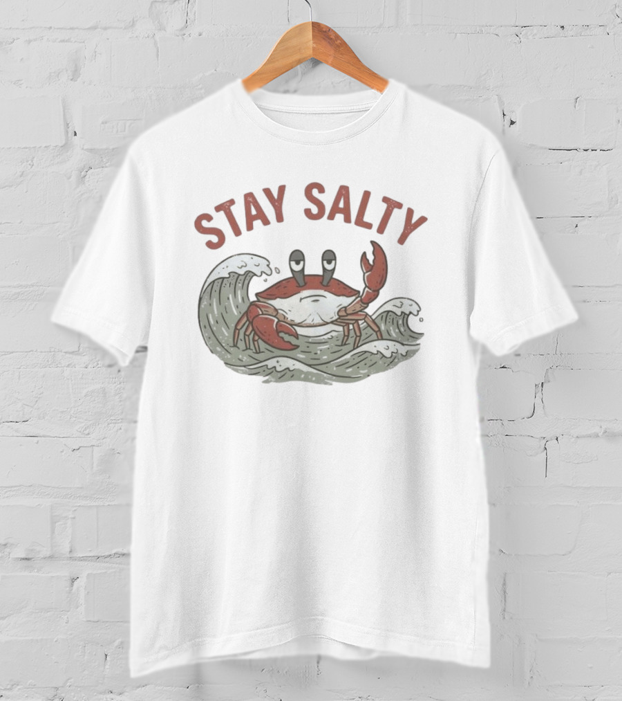 Stay Salty Crab Ocean Waves Sea Creature T-Shirt