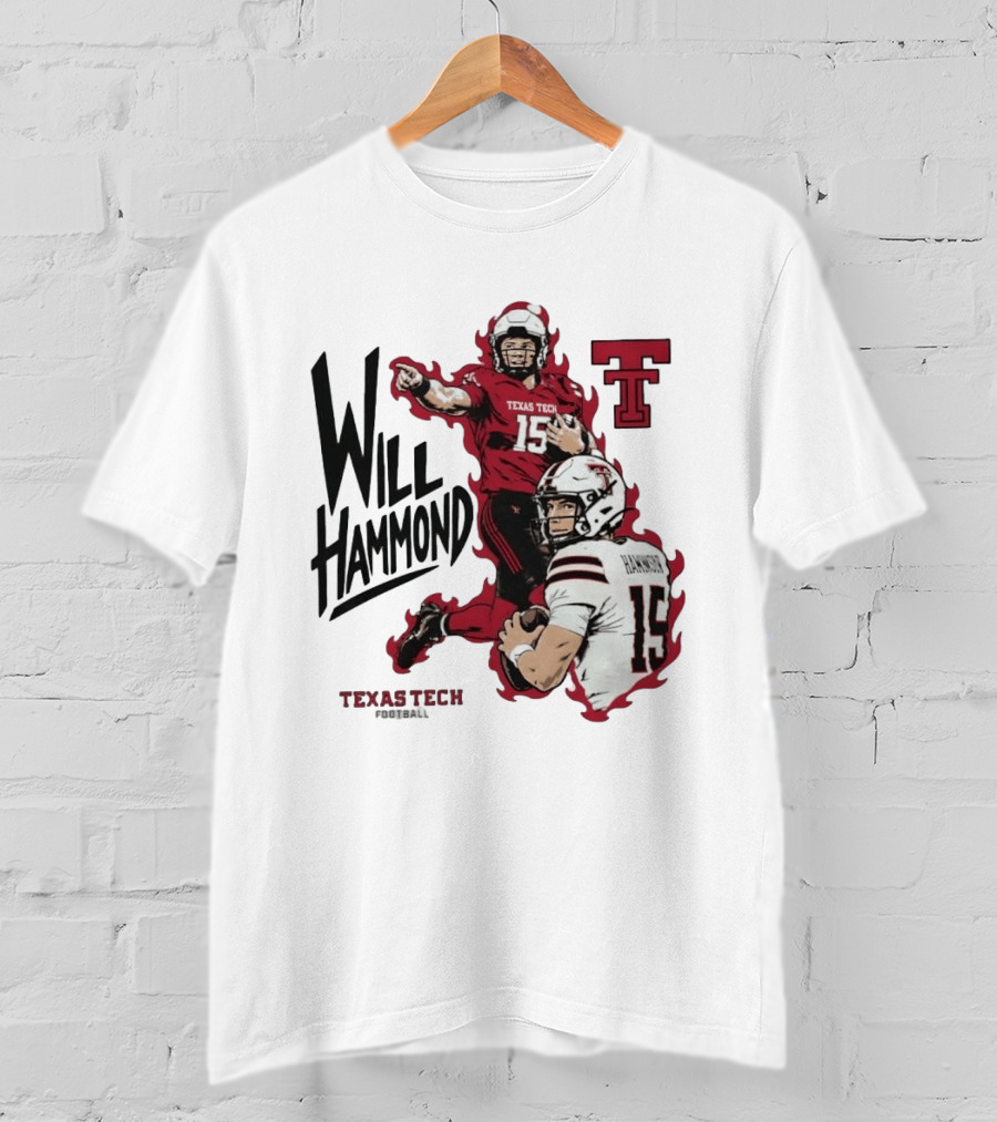 Texas Tech Red Raiders No 15 Will Hammond Football Player Collage T-Shirt