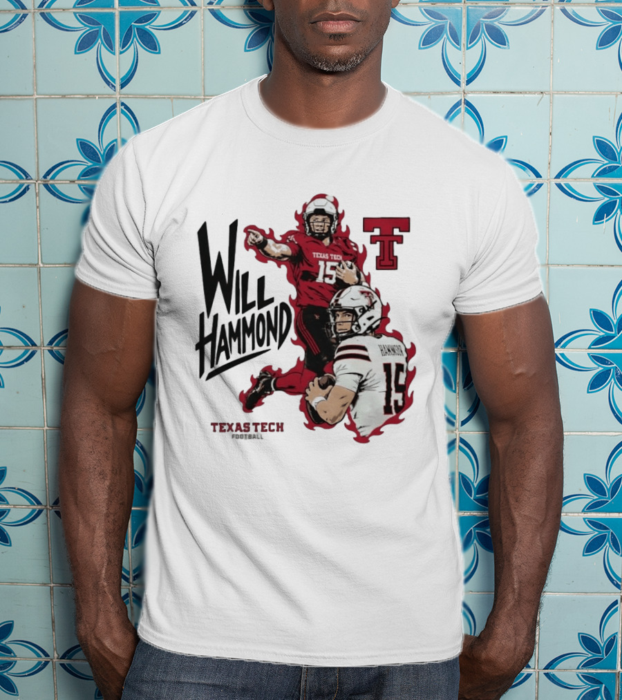 Texas Tech Red Raiders No 15 Will Hammond Football Player Collage T-Shirt