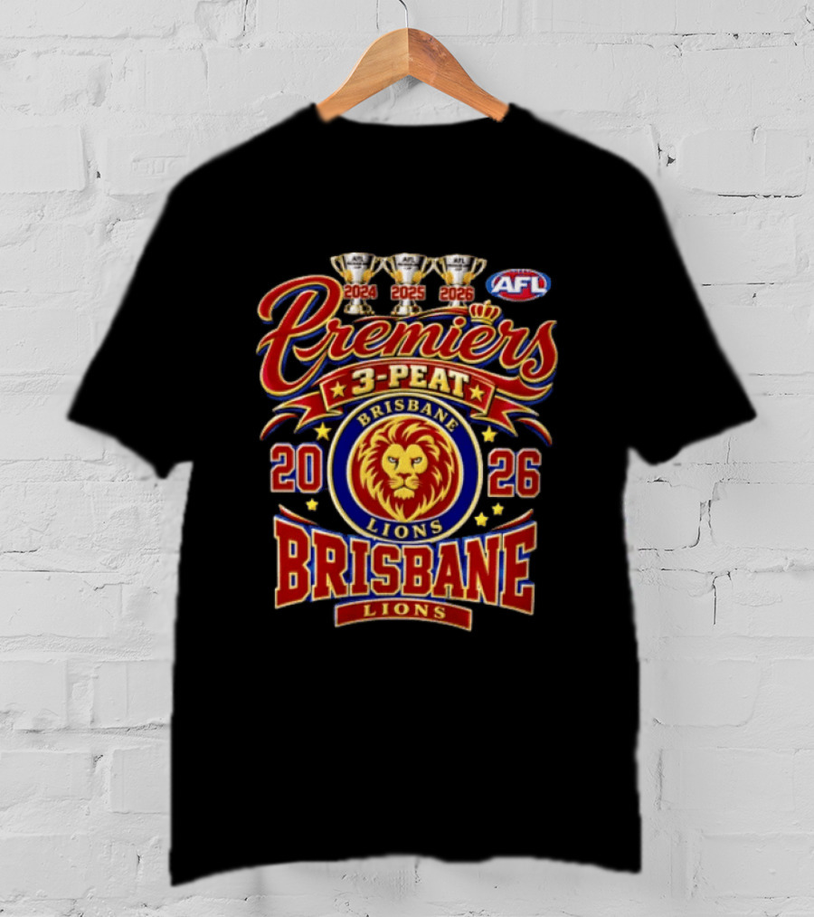 Brisbane Lions AFL 3Peat Premiers 2026 Champion Triumph T-Shirt
